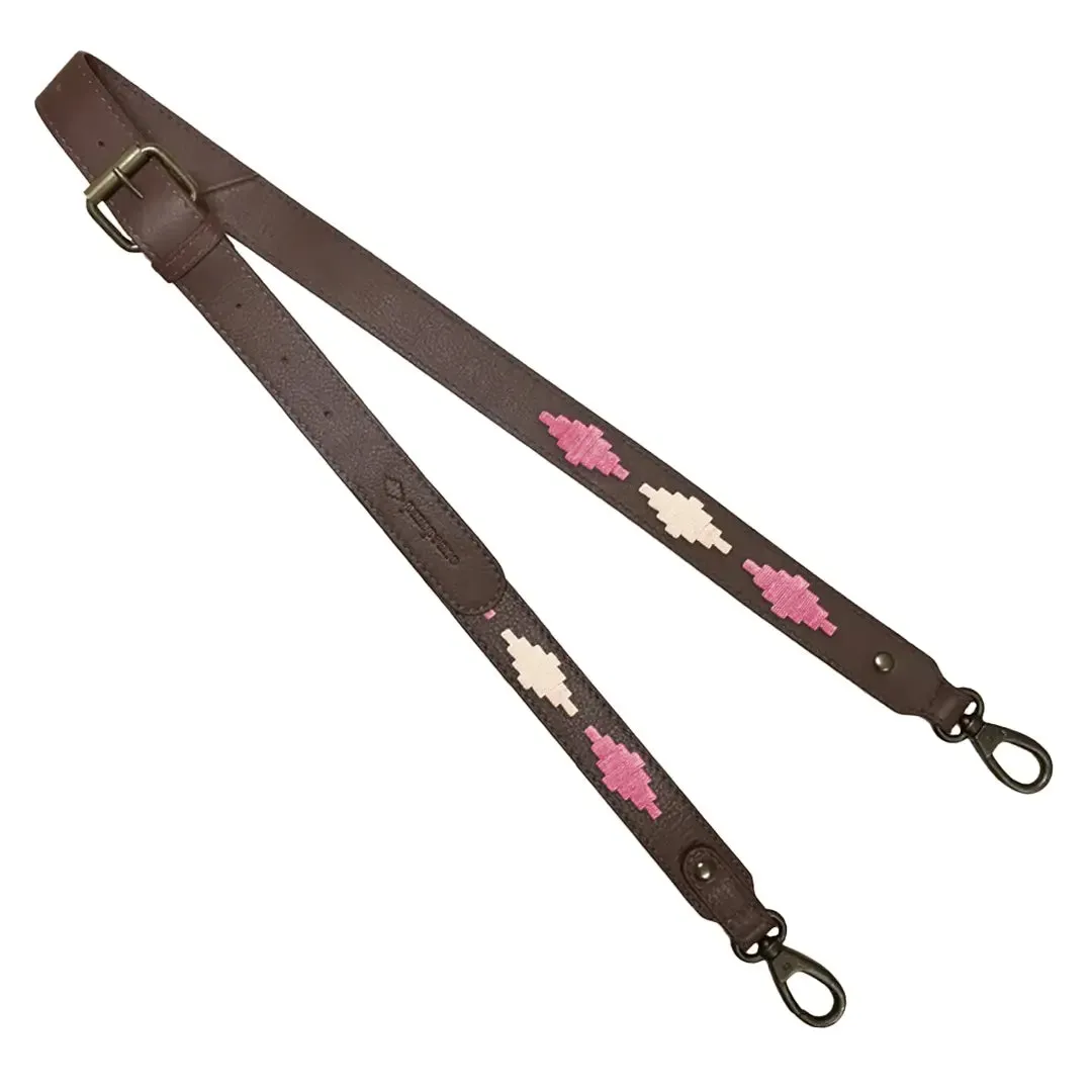 Skinny Brown Leather Strap w/ Pink & Cream Stitching by Pampeano